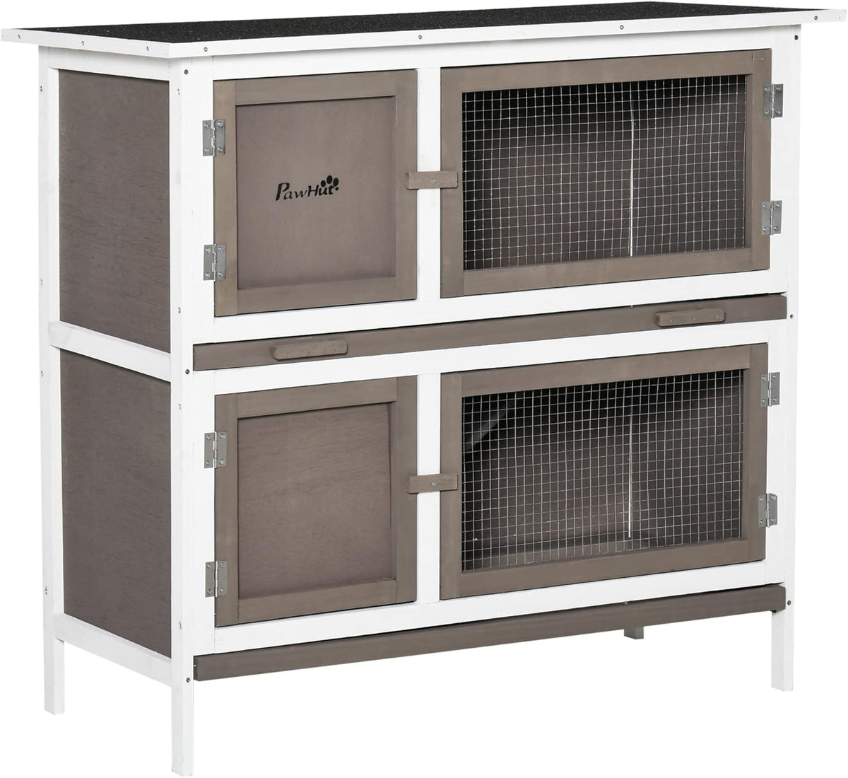 Yellow Wooden Rabbit Hutch with Ramp and Removable Tray B294681