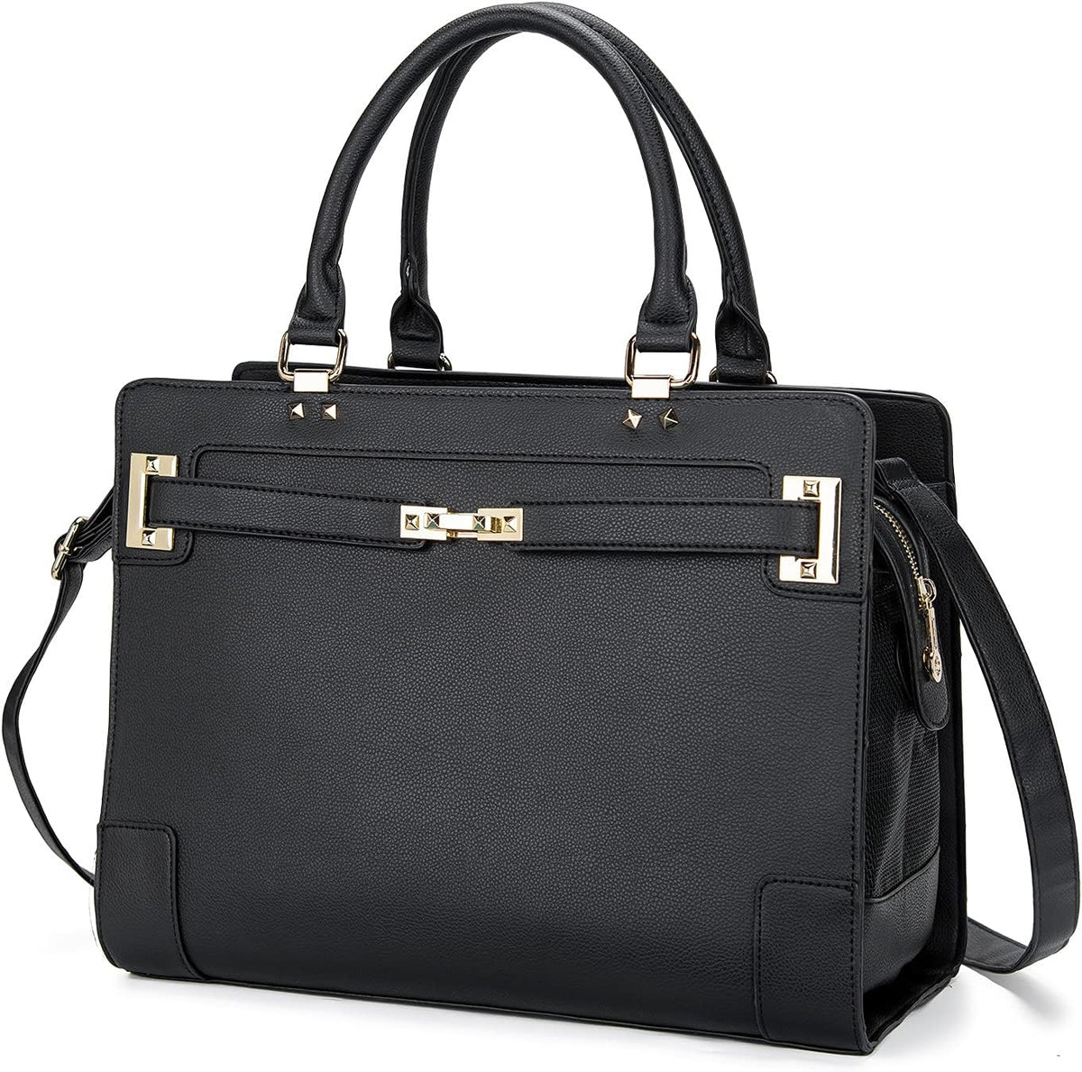 Black Soft-Sided Leather Pet Carrier Tote Bag T463243