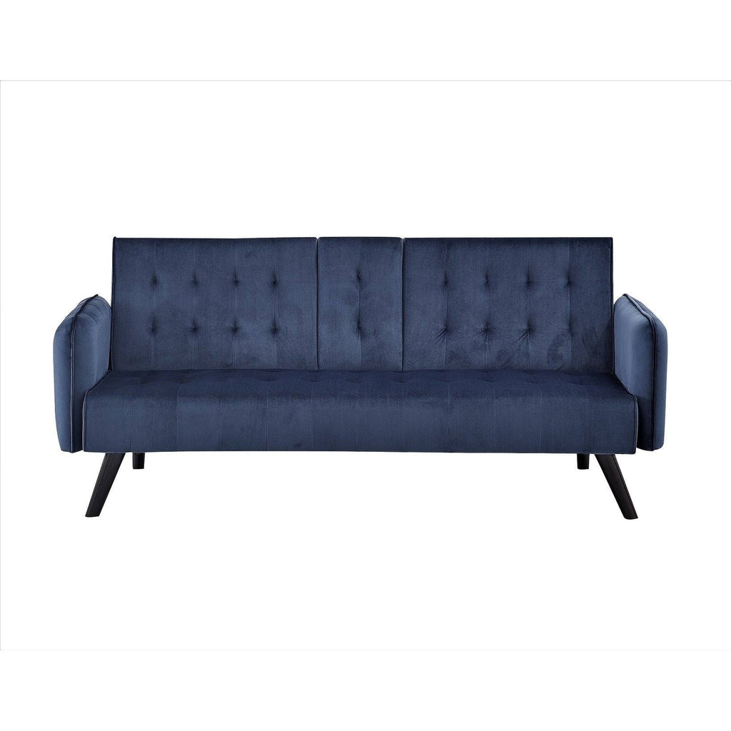 Yellow Tufted Convertible Velvet Sofa Bed with Cup Holder P329