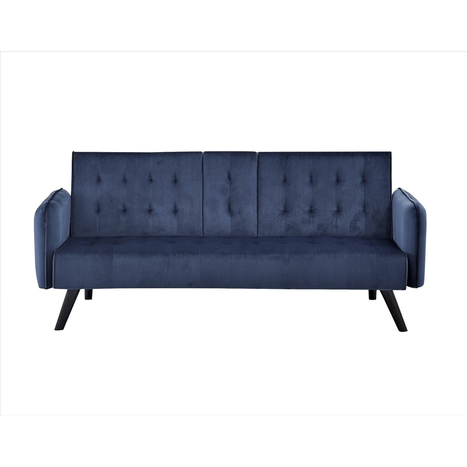 Yellow Tufted Convertible Velvet Sofa Bed with Cup Holder P329