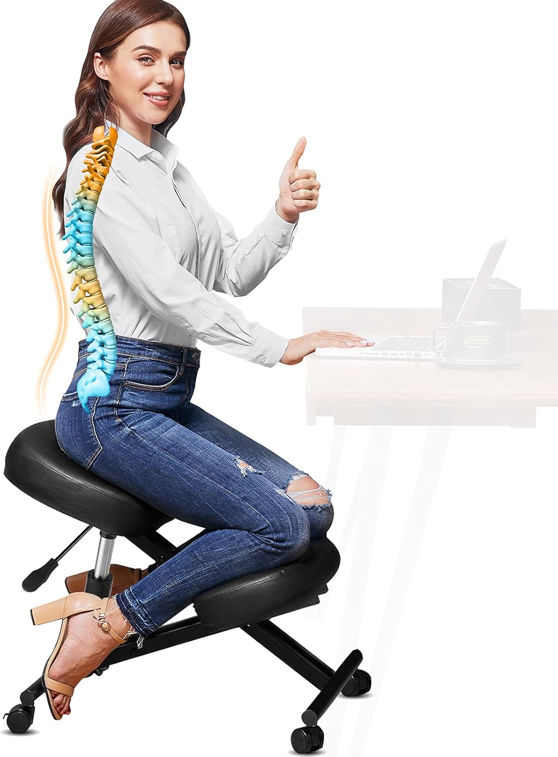 Ergonomic Kneeling Chair with Moulded Foam Cushion and Caster E490
