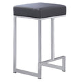 Faux Leather Backless Counter Height Stool in Gray/Silver (Set of 2) Y373