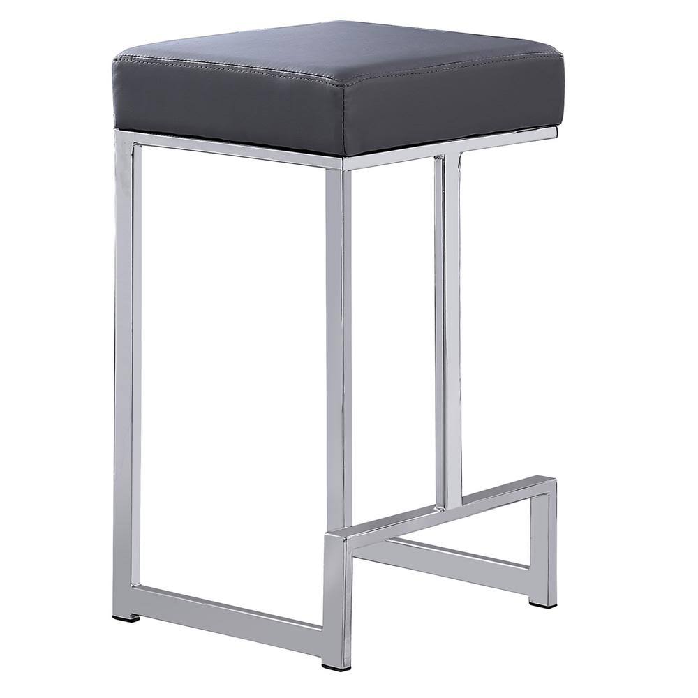 Faux Leather Backless Counter Height Stool in Gray/Silver (Set of 2) Y373
