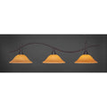 Three Light Billiard Dark Granite Finish with Cayenne Linen Glass G9820