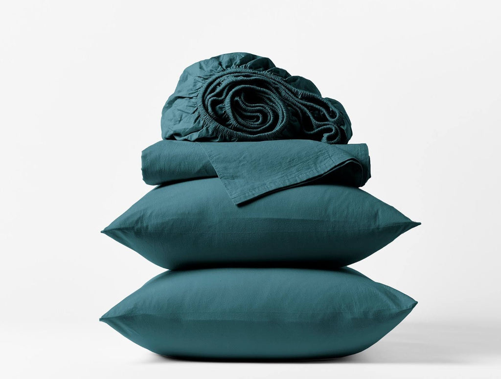 Organic Crinkled Percale Sheet Set Cal King Aegean W268