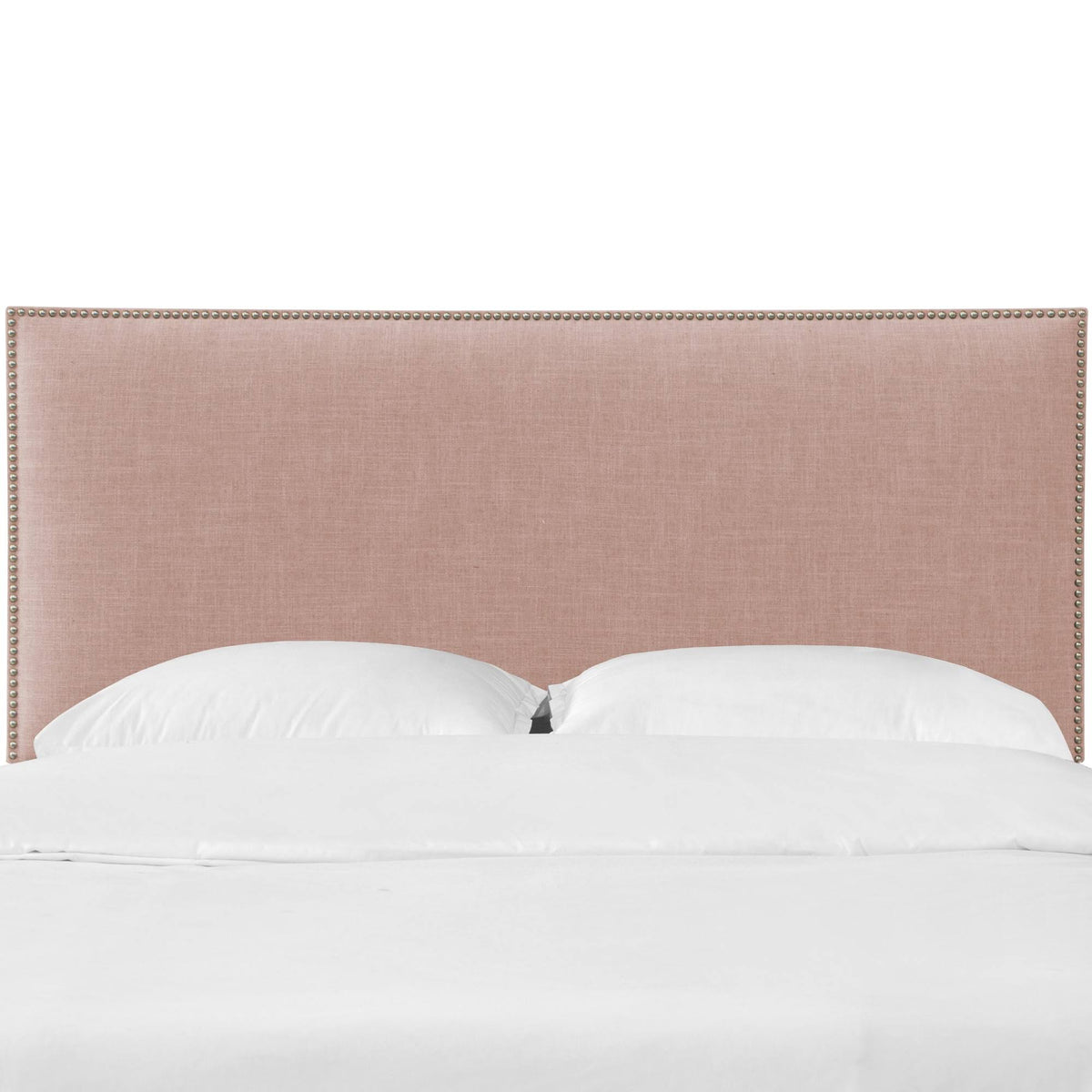 Rosequartz Linen Headboard with Pewter Nailbuttons B356