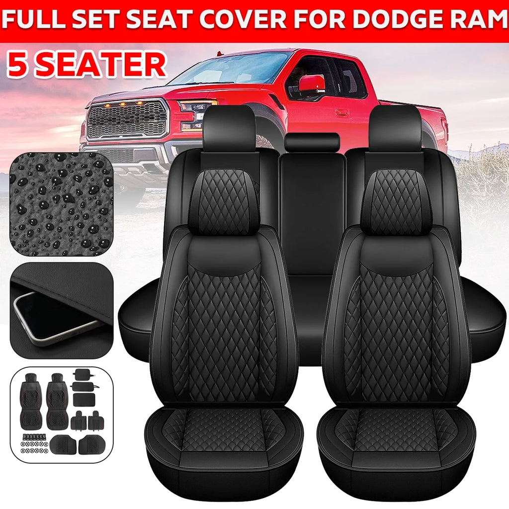 Black Waterproof Leather Full Set Car Seat Cover L550266