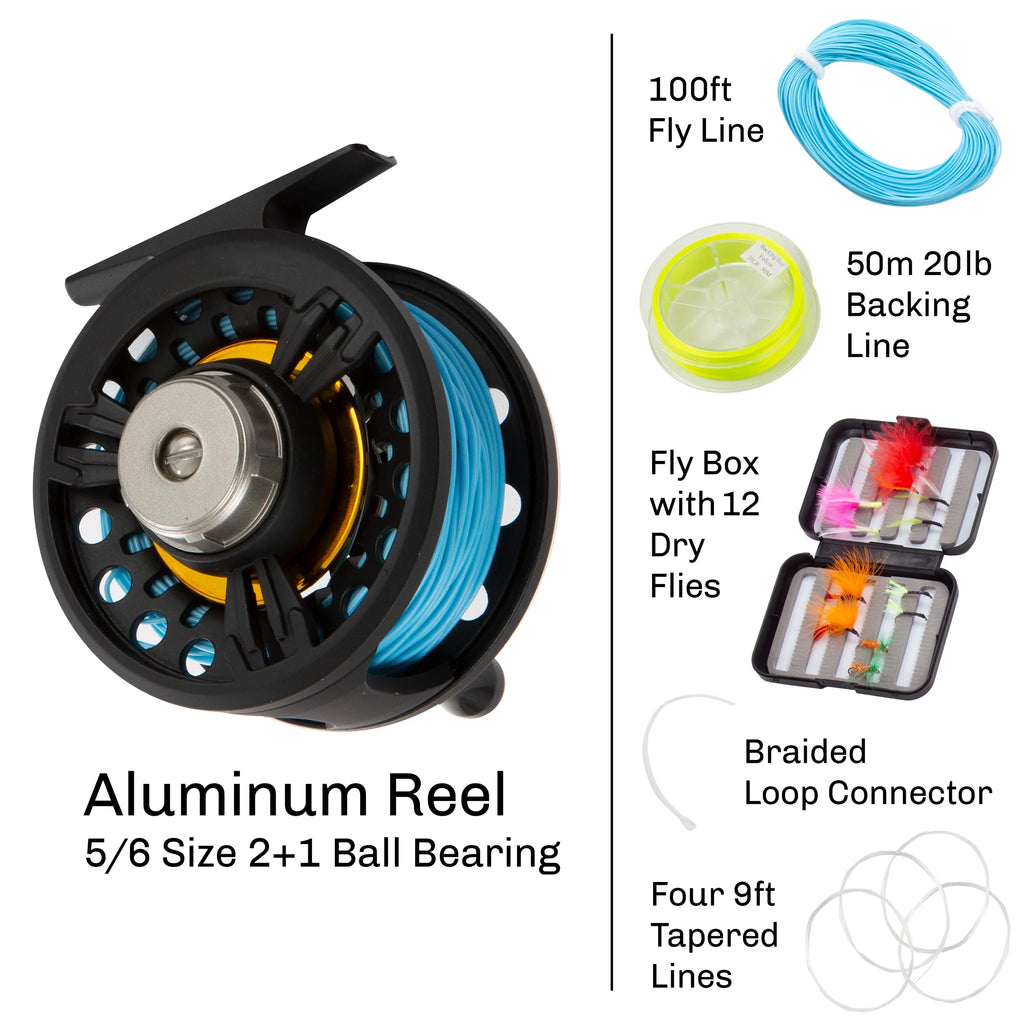 Fly-Fishing Rod & Reel Combo Starter Set with Travel Bag N288787