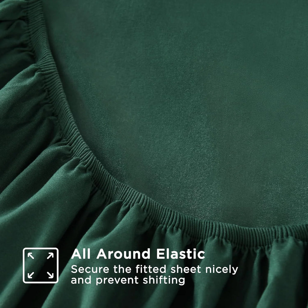 Emerald Green Microfiber Sheet Set California King 4 Pieces Deep Pocket B9270