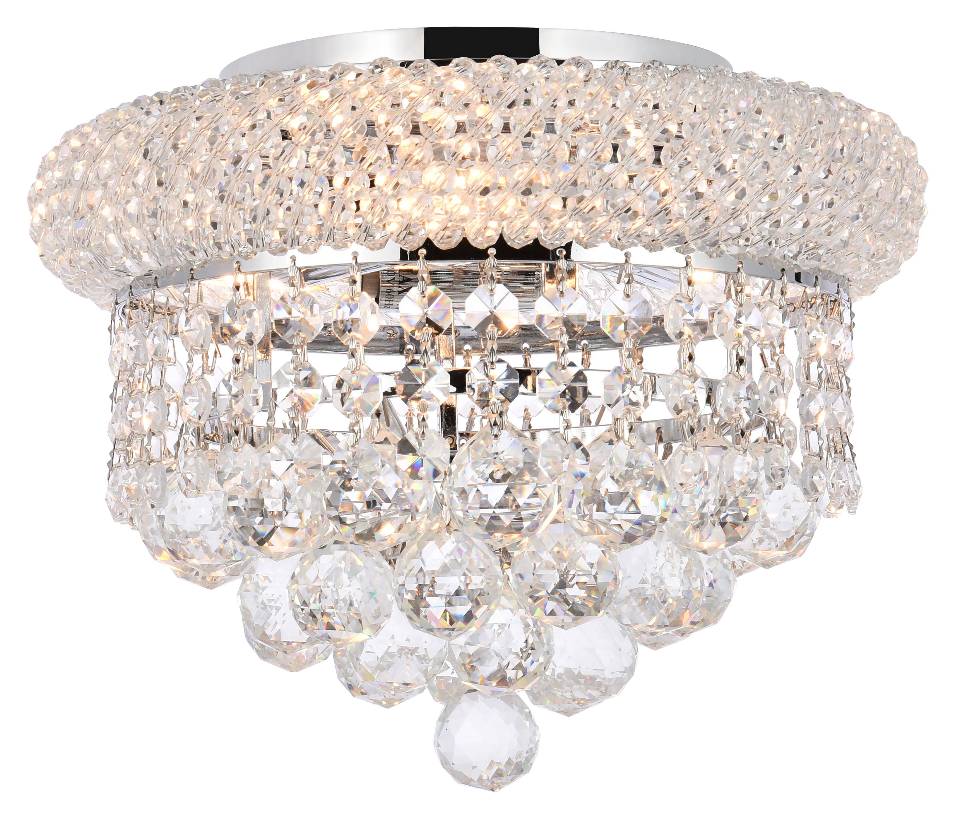 3 Light Chrome Flush Mount Cut Crystal B535930
