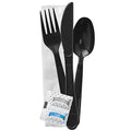 250 Ct. Disposable Wrapped Plastic Cutlery Set with Napkin, Salt & Pepper Packets J82083