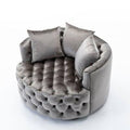 Gray Velvet Tufted Swivel Barrel Chair L245109