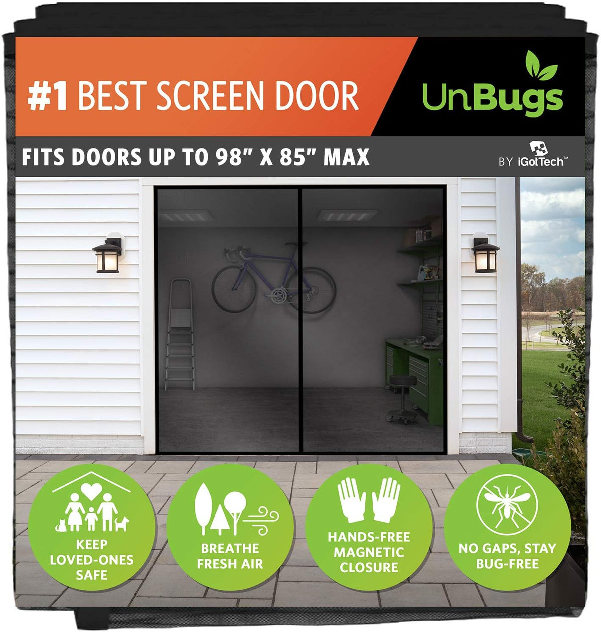 Fiberglass Mesh Magnetic Screen Door for 2 Car Garage X8918