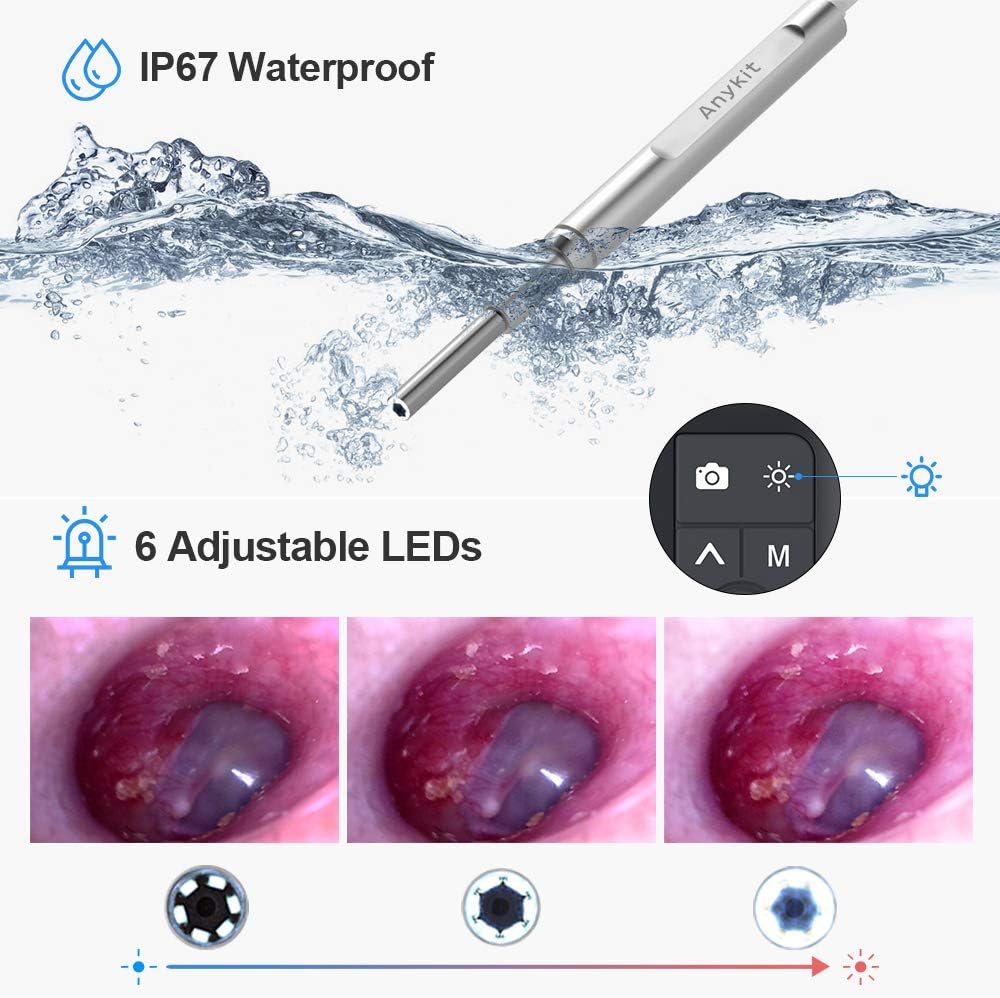 Digital Otoscope with 4.5 Inches Screen, 3.9mm Ear Camera, 6 LED Lights, 32GB Card, Ear Wax Removal Tool, 2500 mAh Rechargeable Battery, Pack of 2 A8547