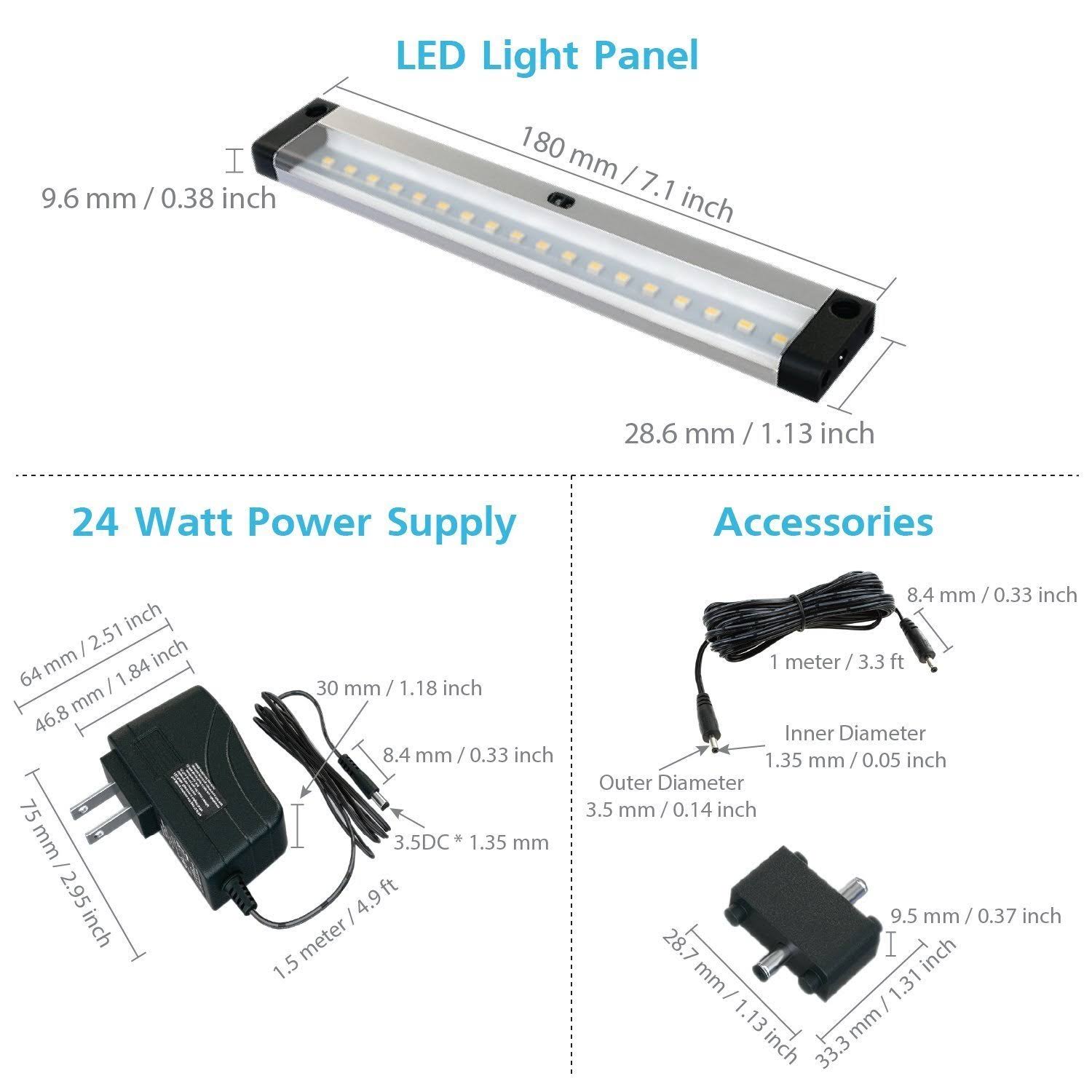 6 Panels 7 inch LED Dimmable Under Cabinet Lighting Kit C271
