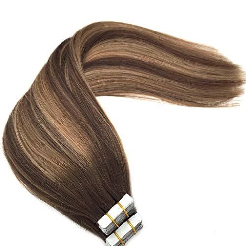 24 inch Tape in Hair Extensions Balayage Dark Brown to Light Brown X361076