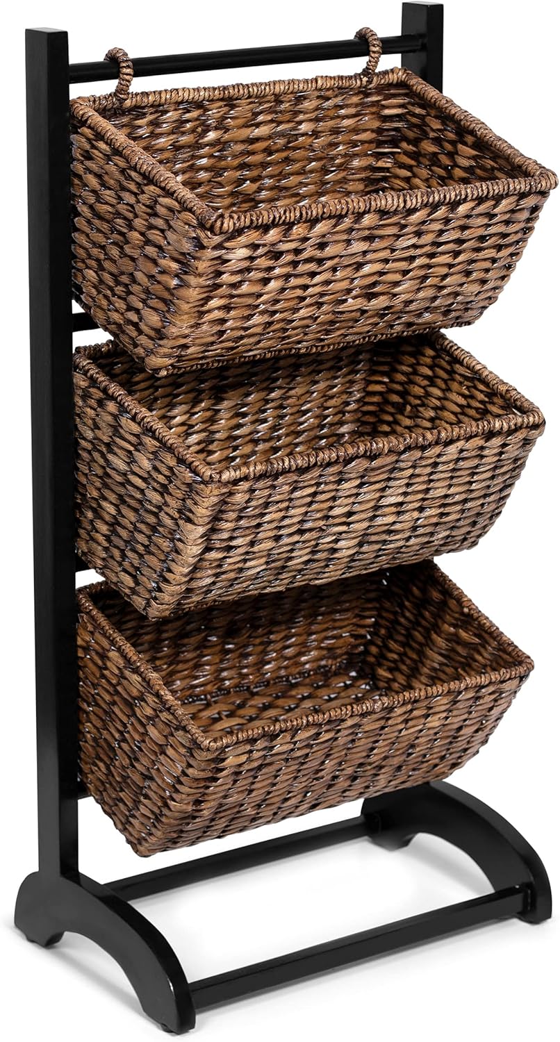 3-Tier Abaca Storage Organizer Shelf with 3 Baskets X2607