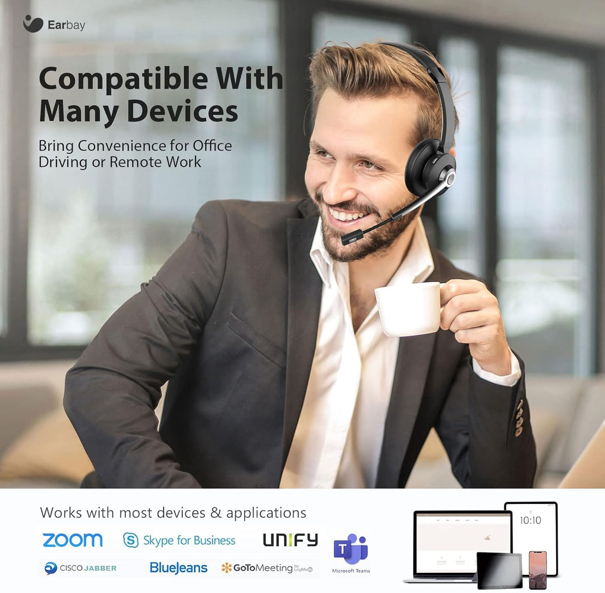 Wireless Bluetooth Headset with Microphone and USB Dongle K573