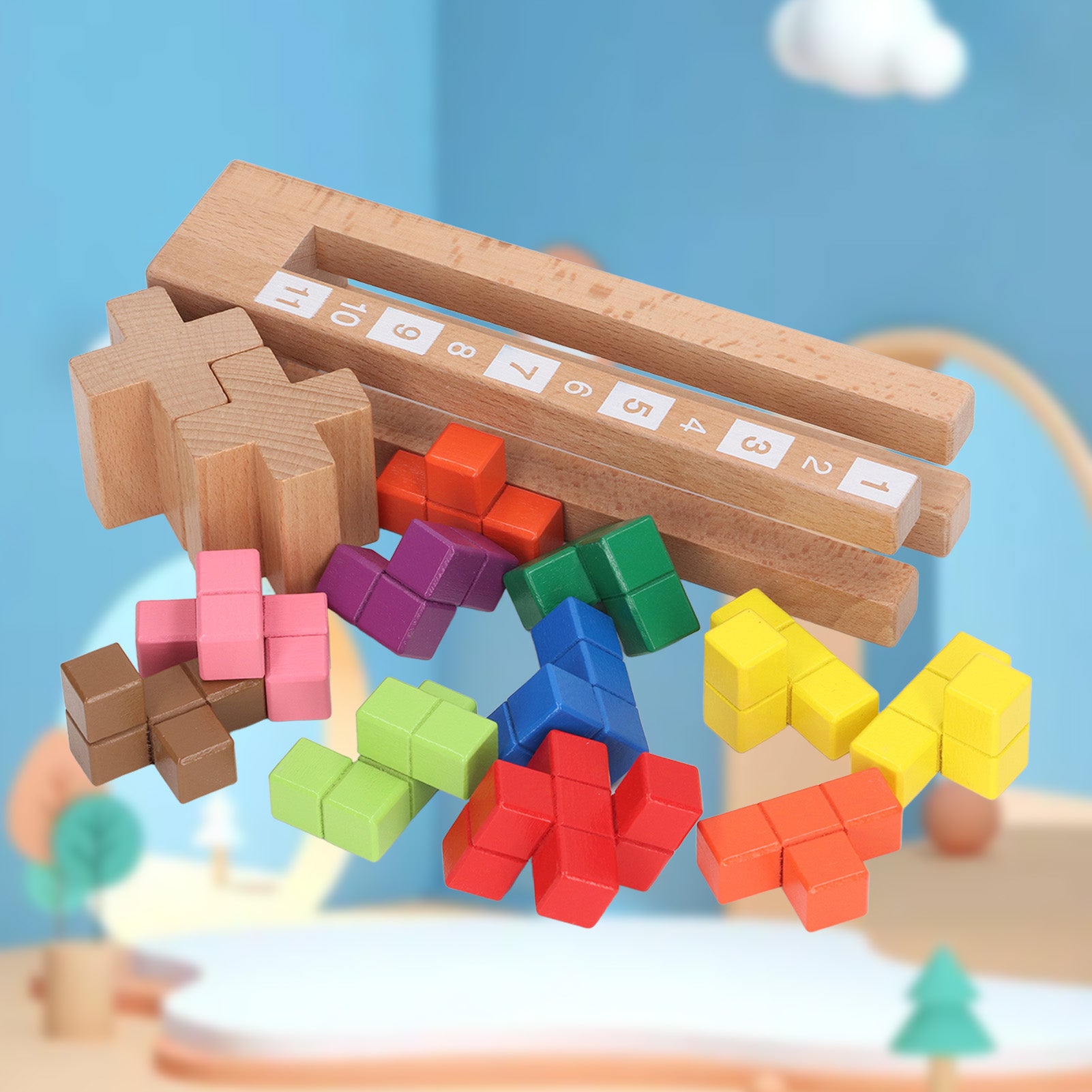 Colored Wooden Stacking Blocks Toy I683
