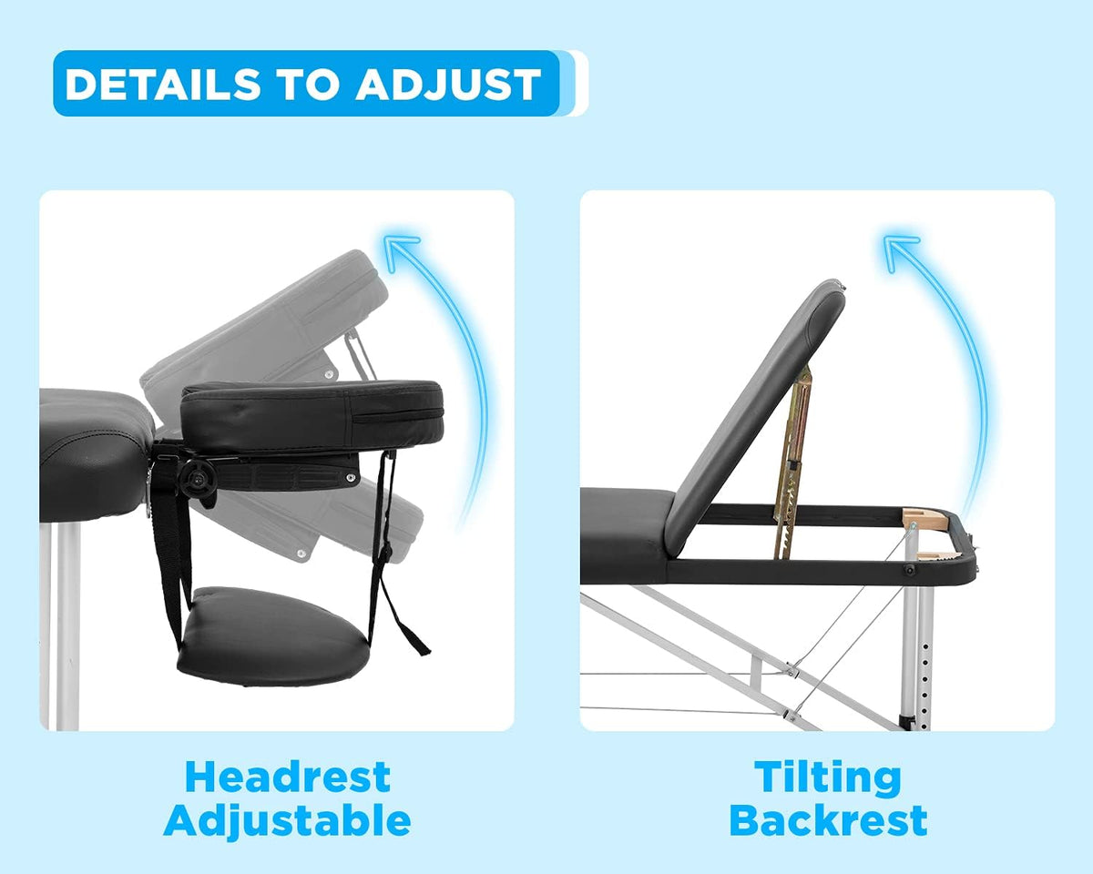 Portable 3 Folding Massage Table with Carry Case Q86815
