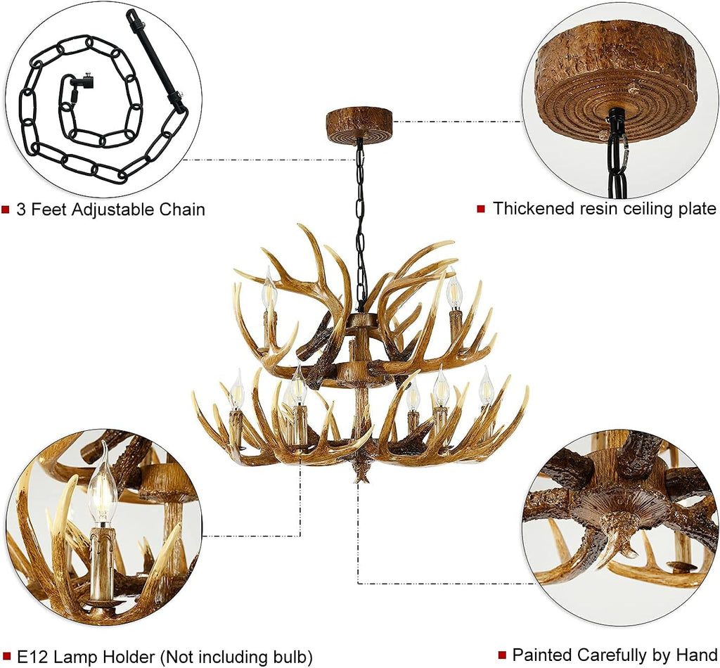 Antler Chandelier, 9 Lights, E12 Base M72814