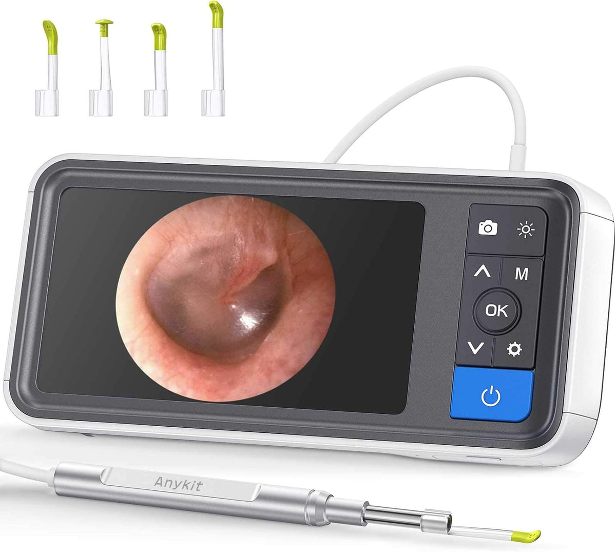 Digital Otoscope with 4.5 Inches Screen, 3.9mm Ear Camera, 6 LED Lights, 32GB Card, Ear Wax Removal Tool, 2500 mAh Rechargeable Battery, Pack of 2 A8547
