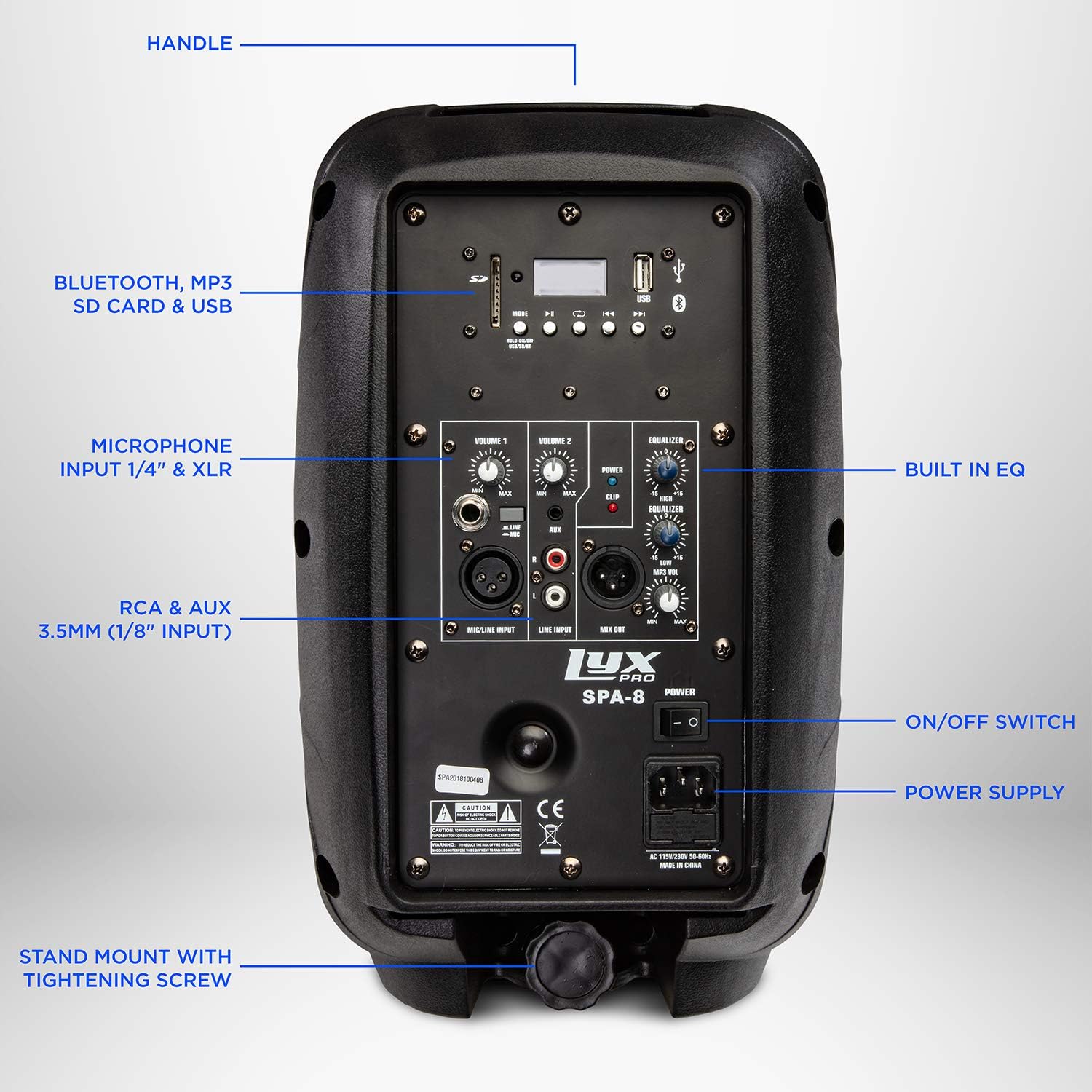 12 PA System Portable Active Speaker with Bluetooth M23344