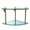 Polished Brass Two Tier Corner Glass Shelf P591
