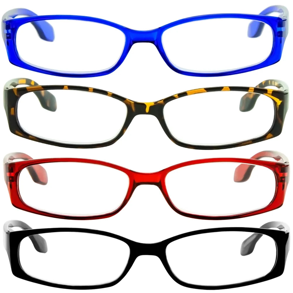 4 Pack Reading Glasses Black Tortoise Red Blue U521