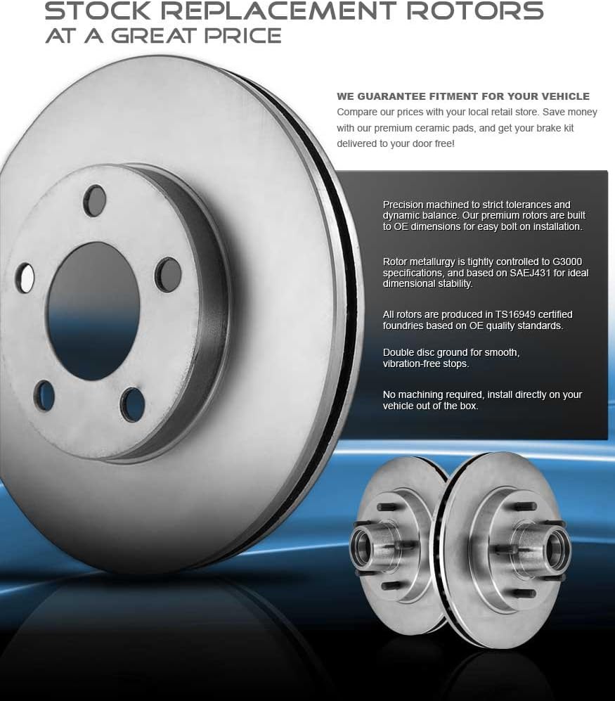 Premium OE 5 Lug Rotors + Ceramic Brake Pads + Sensors + Hardware N892