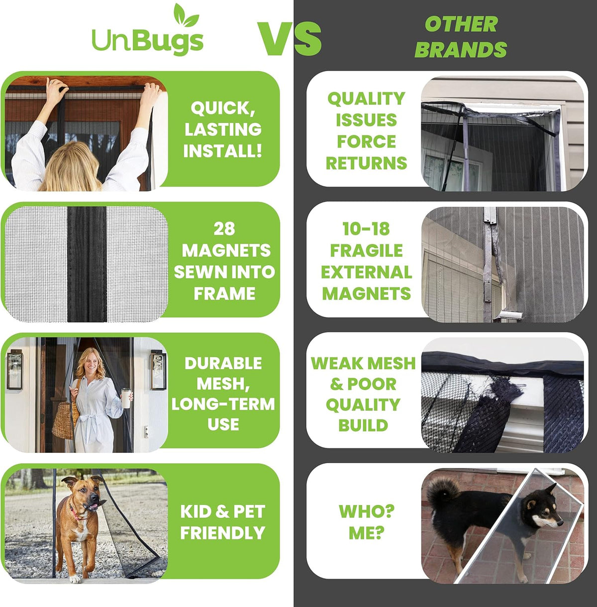 Fiberglass Mesh Magnetic Screen Door for 2 Car Garage X8918