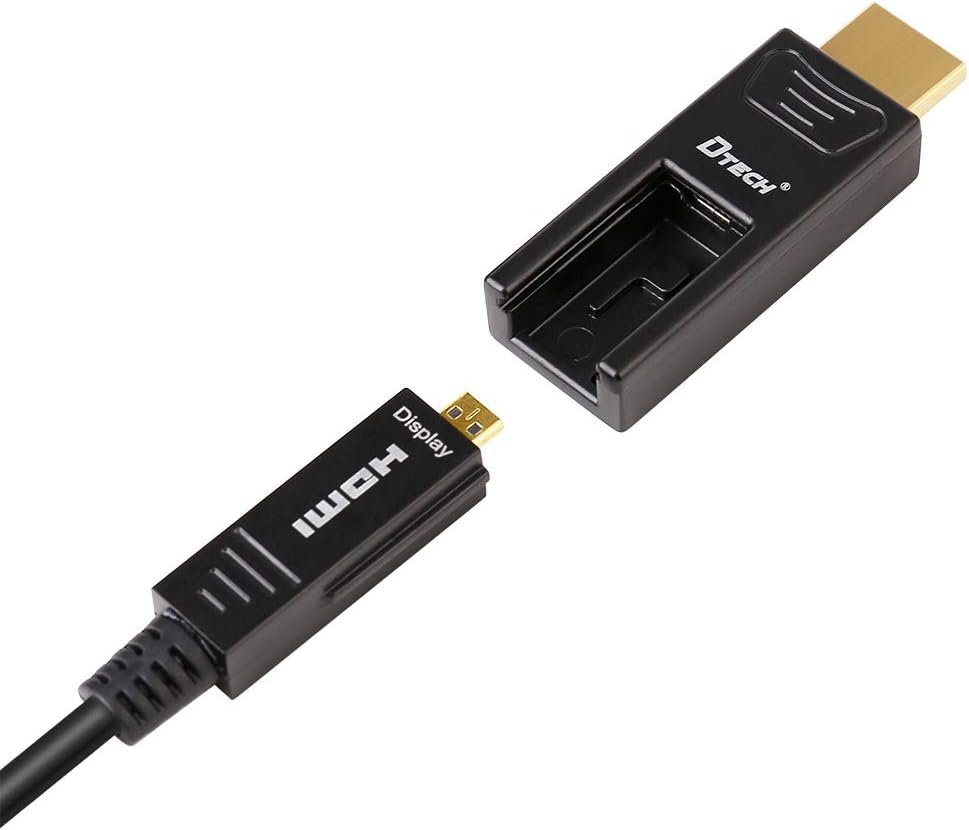 Fiber Optic HDMI Cable 50 Feet 4K 60Hz 18Gbps Dual Micro HDMI and Standard HDMI Connector Pack of 2 J396498