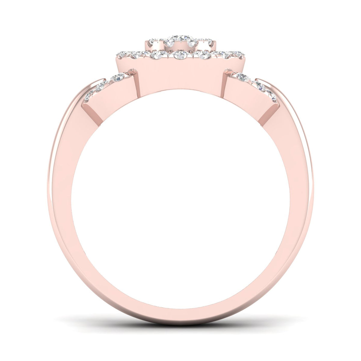 10K Rose Gold Diamond Cluster Engagement Ring C4527
