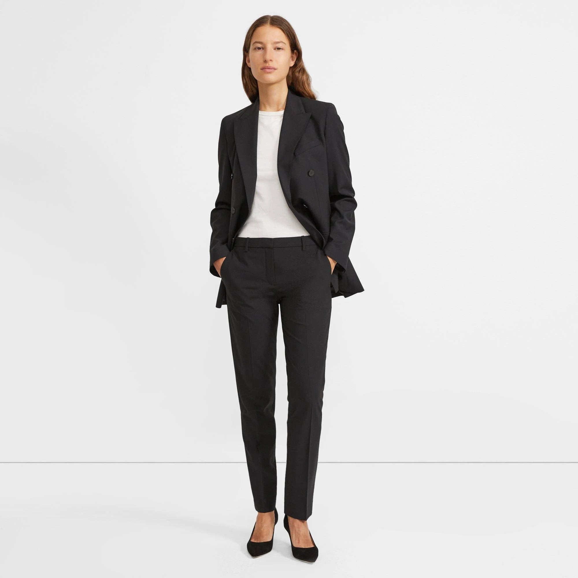 Black Full Length Wool Pant L474