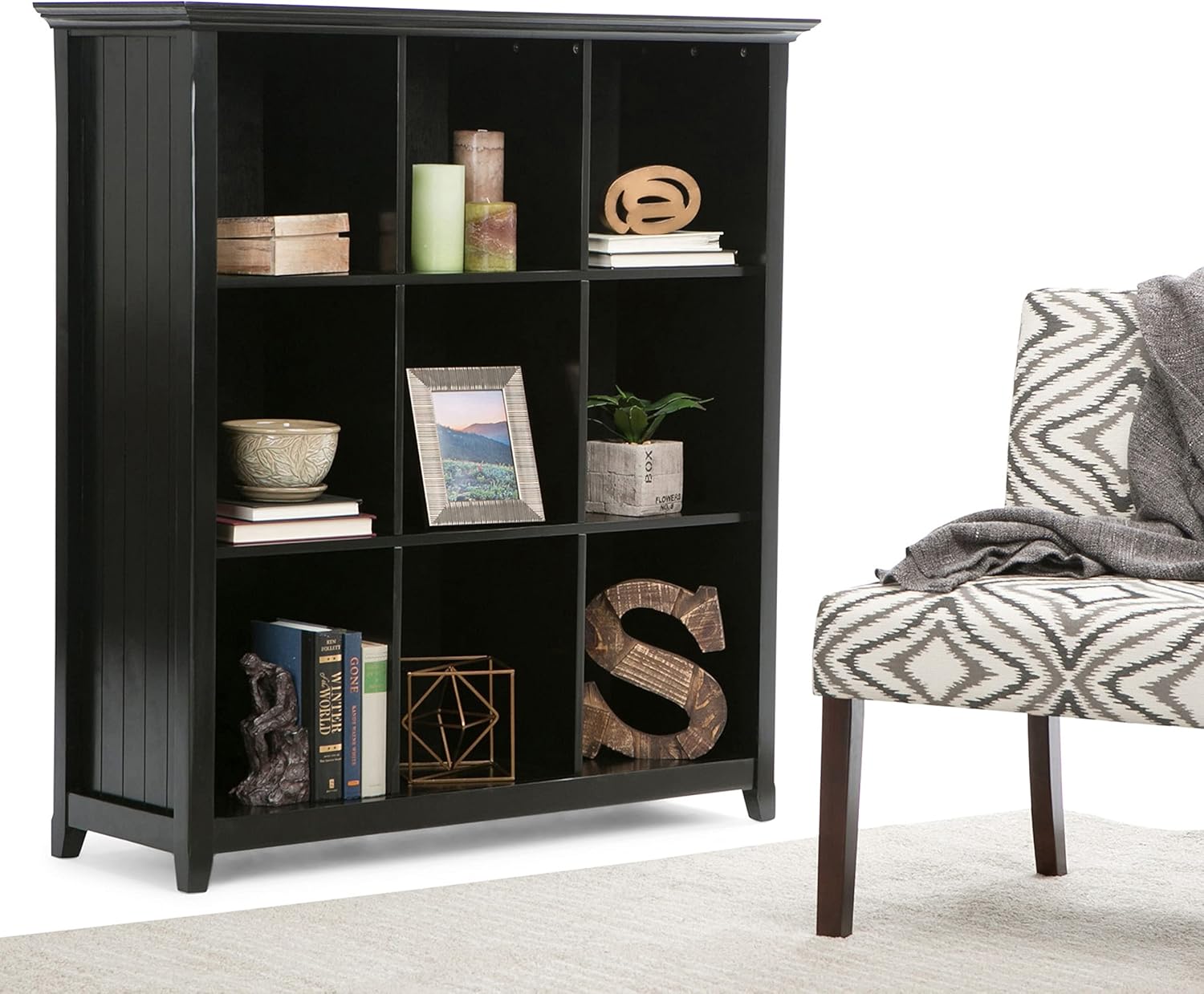 Rustic 9 Cube Bookcase and Storage Unit in Brunette Brown with 9 Shelves J3993