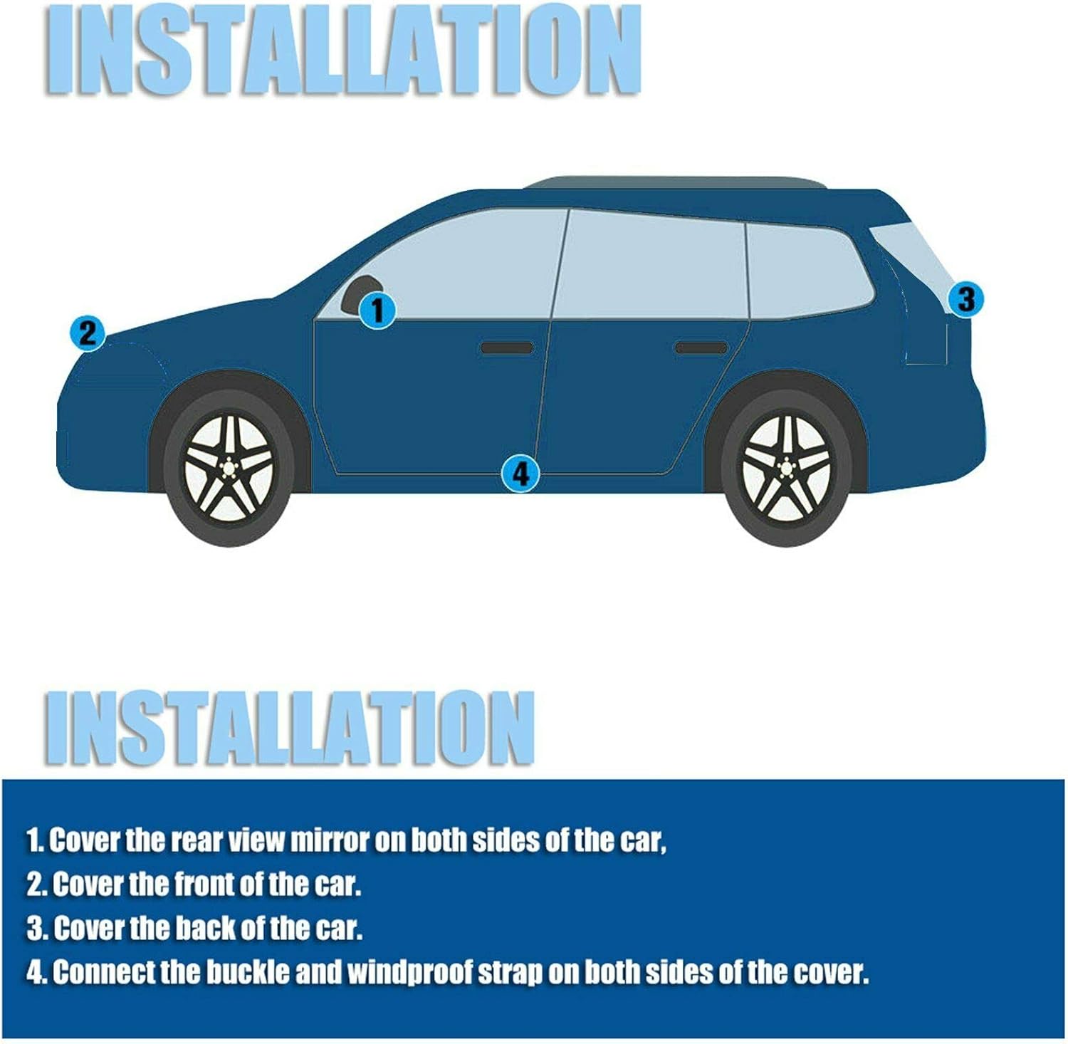 Blue Waterproof Car SUV Cover Pack of 2 U159018