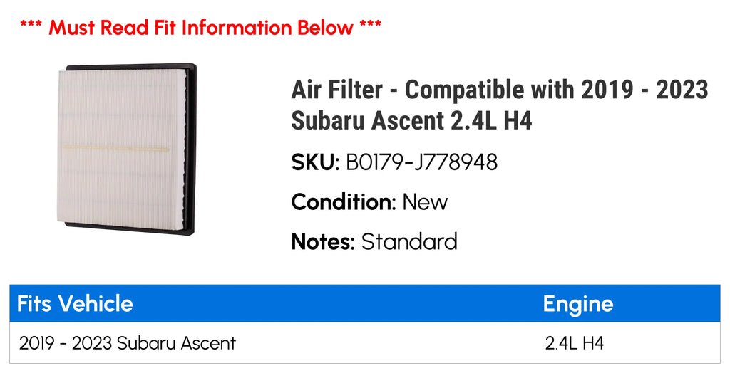 Air Filter for Subaru Ascent 2.4L H4 X51461