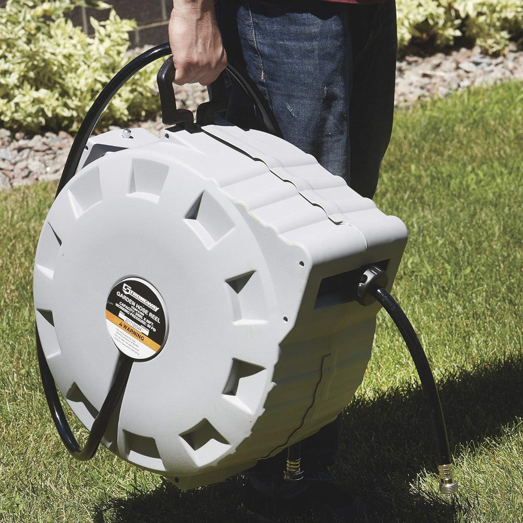 Retractable Garden Hose Reel with 5/8in. Dia. x 80ft. Hose - Wall Mount T69538