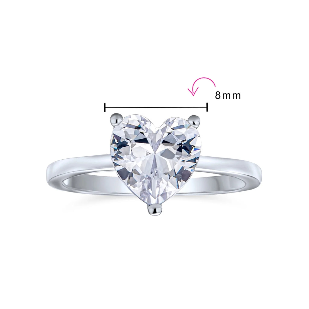 Sterling Silver Heart Engagement Ring Band Ring A572