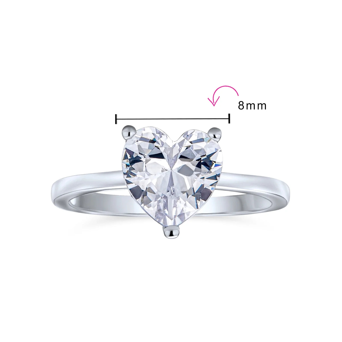 Sterling Silver Heart Engagement Ring Band Ring A572