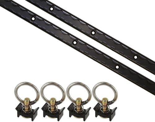 Black Powder Coated Aluminum L Track Tie Down System - 6 Piece Q446