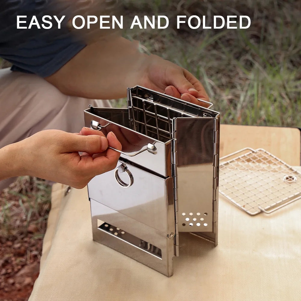 Folding Wood Burning Stove Blowpipe Kit with Carry Bag O816