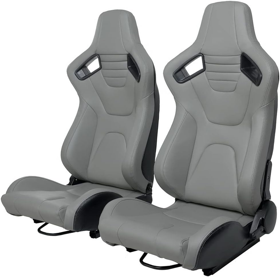 Racing Seats, 1 Pair Bucket Seats with Dual Lock Sliders, PVC Leather D798