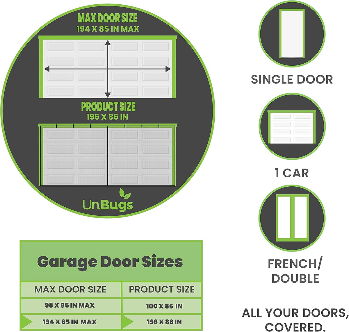 Fiberglass Mesh Magnetic Screen Door for 2 Car Garage X8918