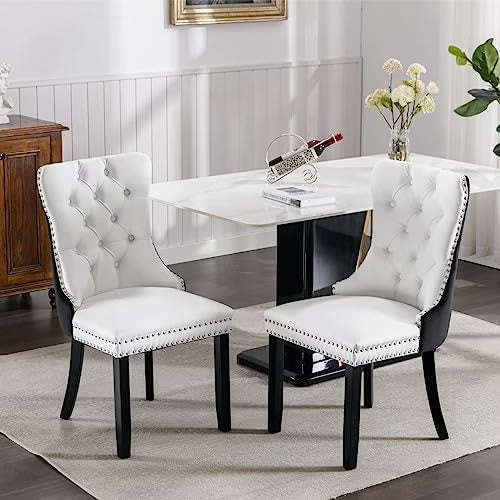 Beige Velvet Tufted Dining Chair with Button Back K796841
