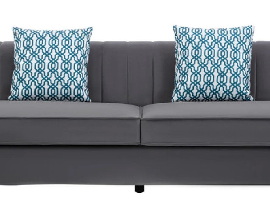 Gray Velvet 6-Seater Sectional Sofa with Storage Ottoman L551