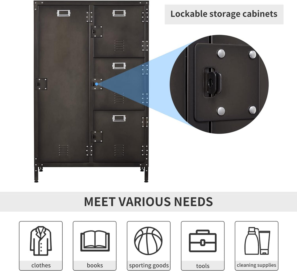 Metal Locker Storage Cabinet with Shelves and 6 Lockable Doors Q2989