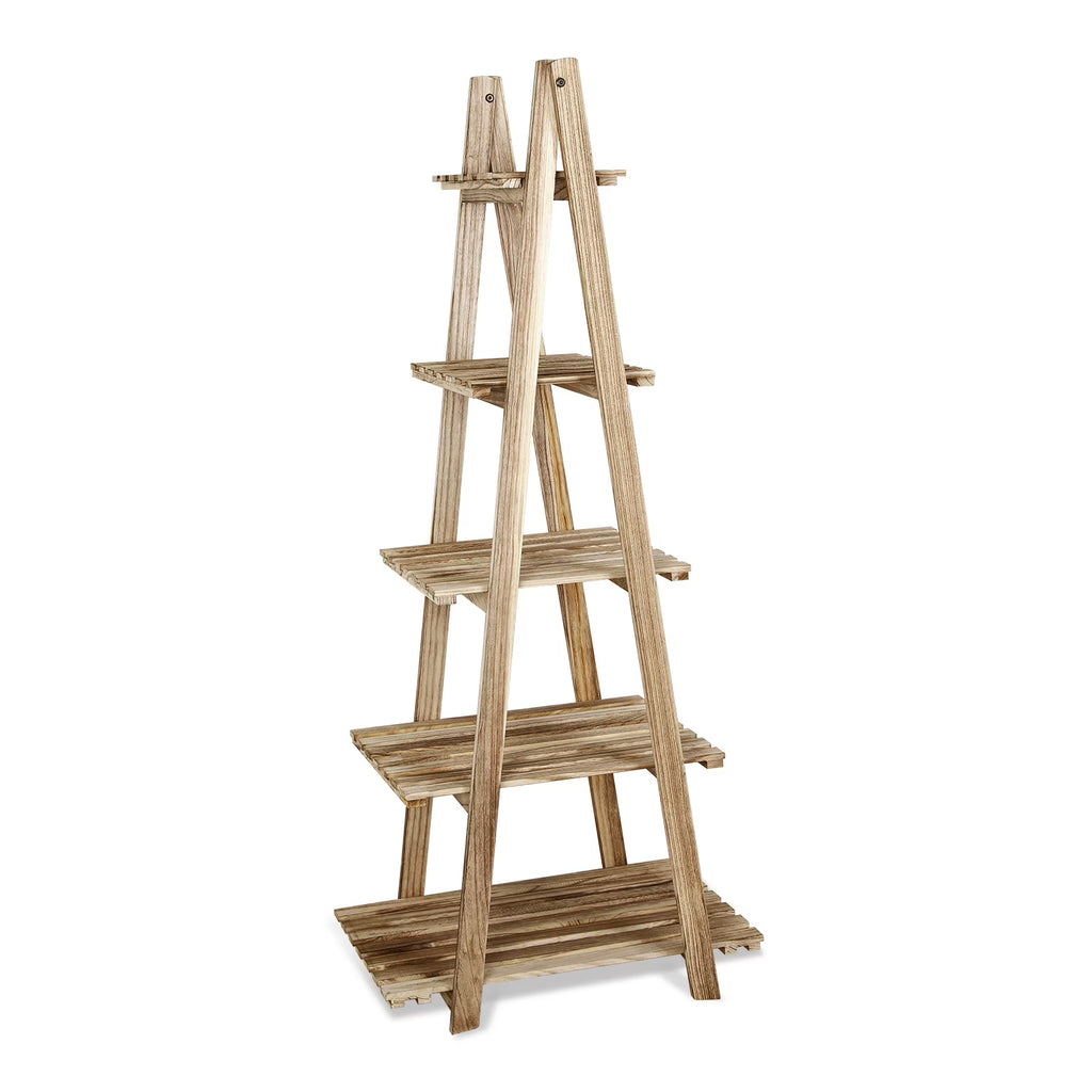 5-Tier Ladder Shelf Bookcase Storage Display Shelf Natural H148