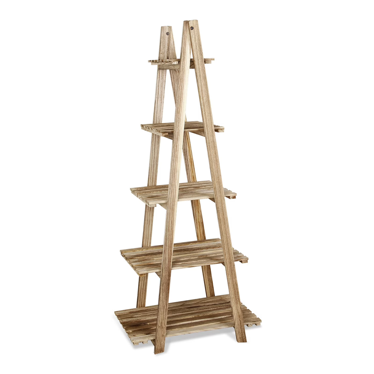 5-Tier Ladder Shelf Bookcase Storage Display Shelf Natural H148