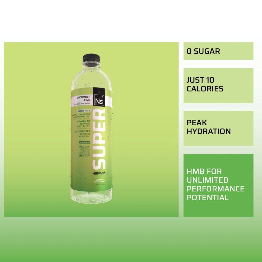 Cucumber Lime HMB Infused Natural Spring Water, 16.9 Fl oz Bottles (12 Pack) T670176